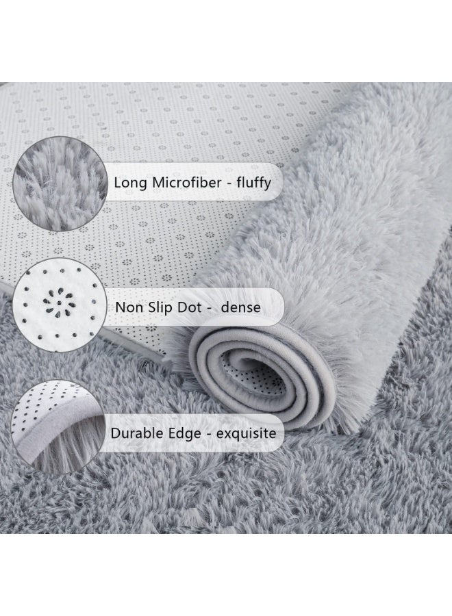 Soft Runner Rugs for Bedroom Living Room Plush Fluffy Rug 2x6 Feet, Shag Furry Area Rug Carpet Non Shedding for Nursery Children Kids Girls Room Home Decorative, Grey - Image 3